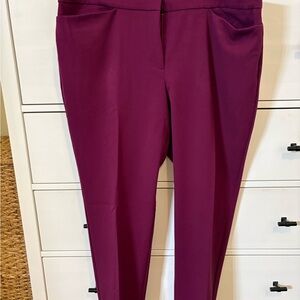 Ann Taylor Slim Ponte Tapered Ankle Pants in Plum